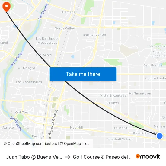 Juan Tabo @ Buena Ventura to Golf Course & Paseo del Norte map