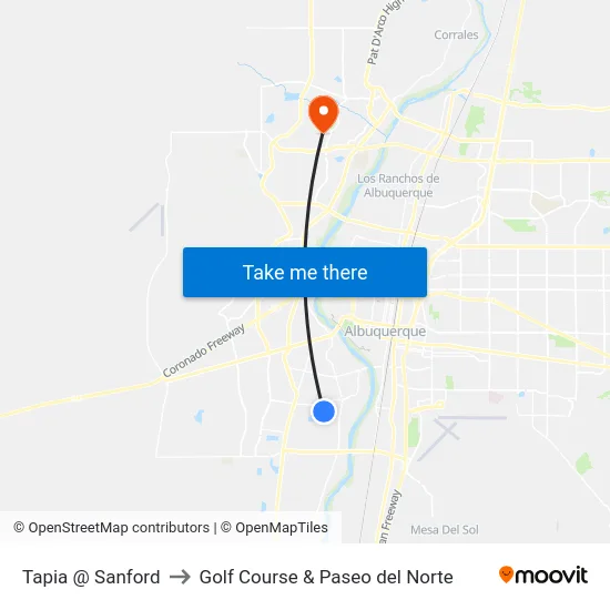 Tapia @ Sanford to Golf Course & Paseo del Norte map