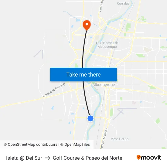 Isleta @ Del Sur to Golf Course & Paseo del Norte map