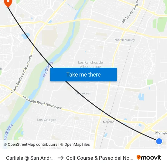 Carlisle @ San Andres to Golf Course & Paseo del Norte map