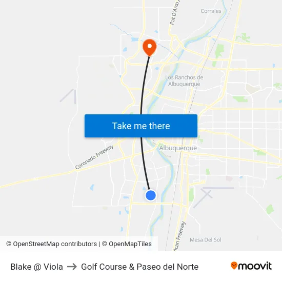 Blake @ Viola to Golf Course & Paseo del Norte map