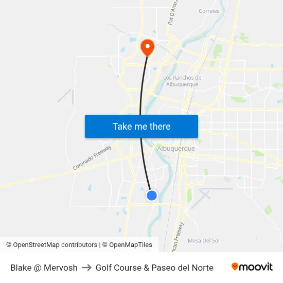 Blake @ Mervosh to Golf Course & Paseo del Norte map