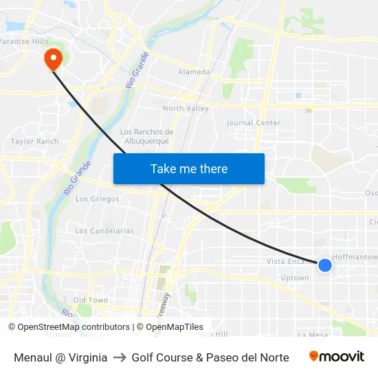 Menaul @ Virginia to Golf Course & Paseo del Norte map