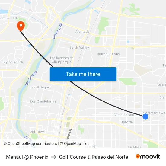 Menaul @ Phoenix to Golf Course & Paseo del Norte map