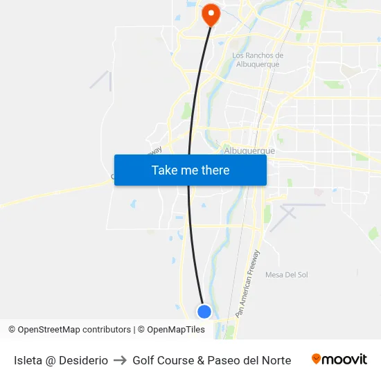 Isleta @ Desiderio to Golf Course & Paseo del Norte map