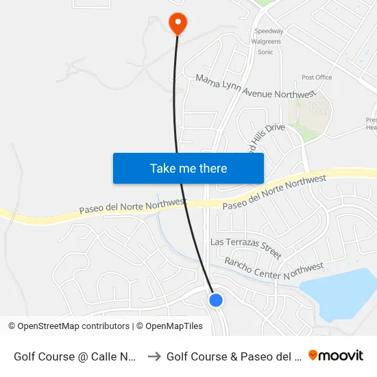 Golf Course @ Calle Nortena to Golf Course & Paseo del Norte map