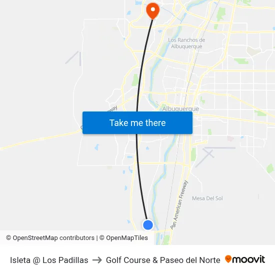 Isleta @ Los Padillas to Golf Course & Paseo del Norte map