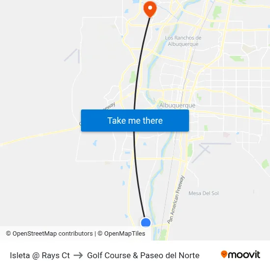 Isleta @ Rays Ct to Golf Course & Paseo del Norte map