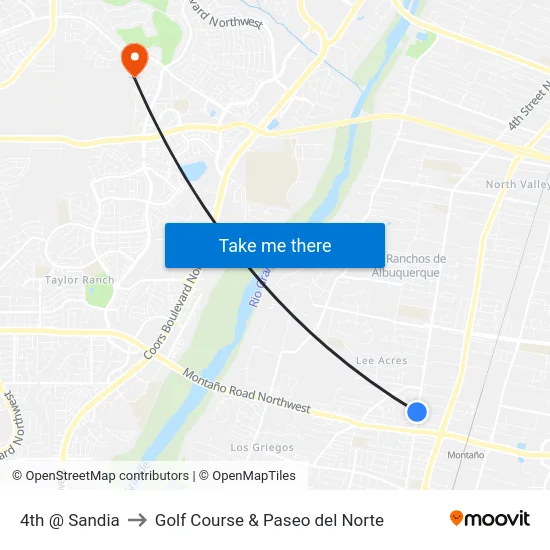 4th @ Sandia to Golf Course & Paseo del Norte map