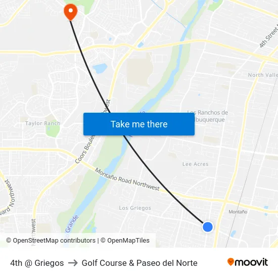 4th @ Griegos to Golf Course & Paseo del Norte map
