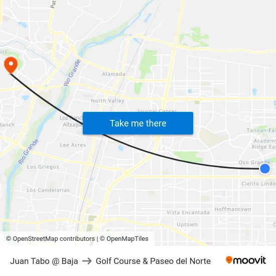 Juan Tabo @ Baja to Golf Course & Paseo del Norte map