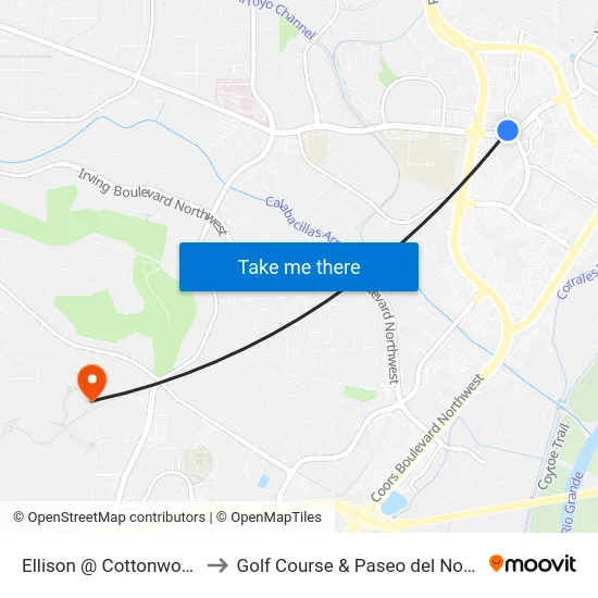 Ellison @ Cottonwood to Golf Course & Paseo del Norte map