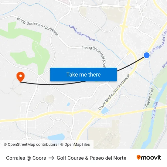 Corrales @ Coors to Golf Course & Paseo del Norte map