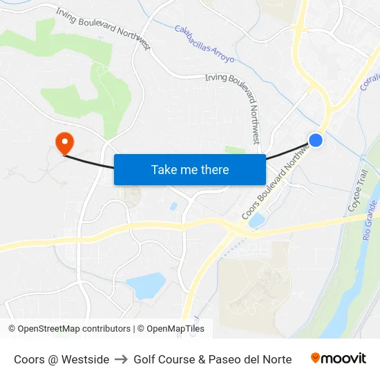 Coors @ Westside to Golf Course & Paseo del Norte map