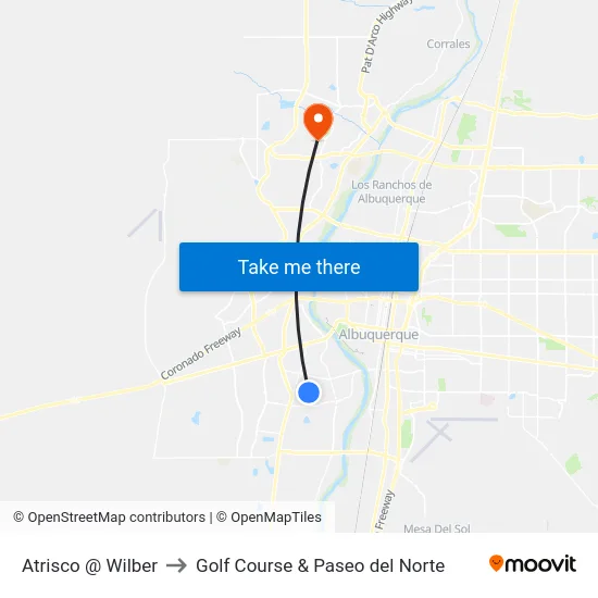 Atrisco @ Wilber to Golf Course & Paseo del Norte map