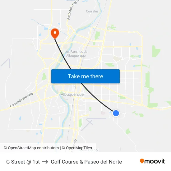 G Street @ 1st to Golf Course & Paseo del Norte map