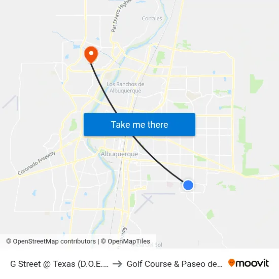 G Street @ Texas (D.O.E. Bldg.) to Golf Course & Paseo del Norte map