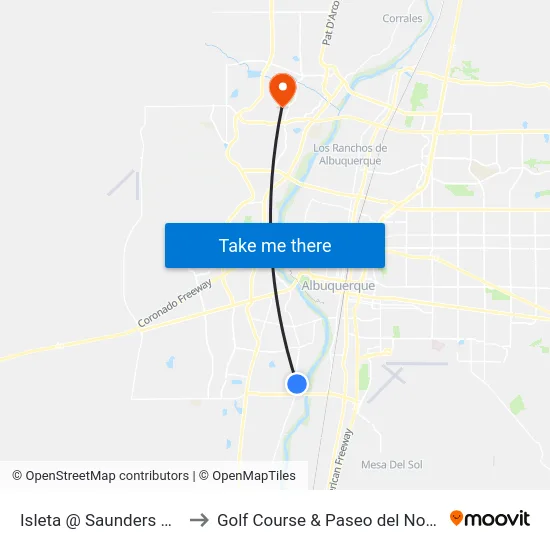 Isleta @ Saunders Rd. to Golf Course & Paseo del Norte map