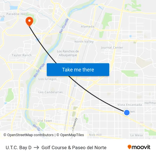 U.T.C. Bay D to Golf Course & Paseo del Norte map