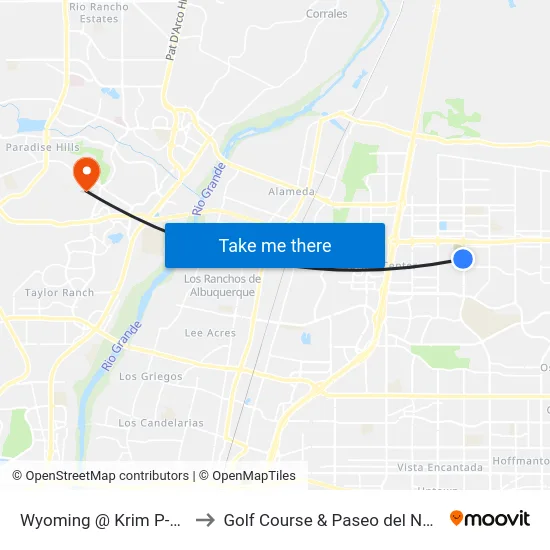 Wyoming @ Krim P-N-R to Golf Course & Paseo del Norte map
