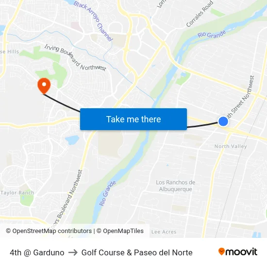 4th @ Garduno to Golf Course & Paseo del Norte map