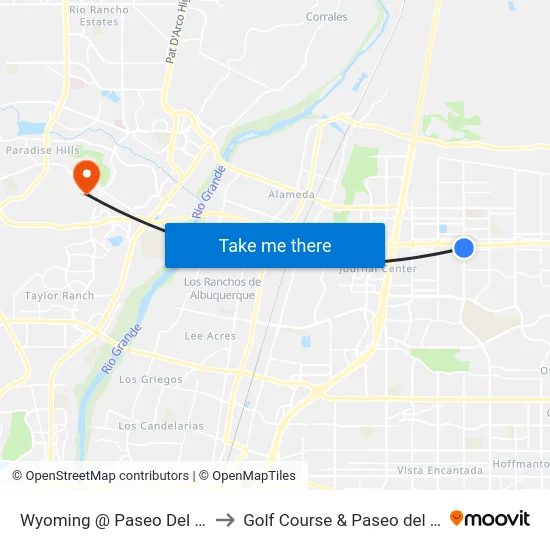 Wyoming @ Paseo Del Norte to Golf Course & Paseo del Norte map
