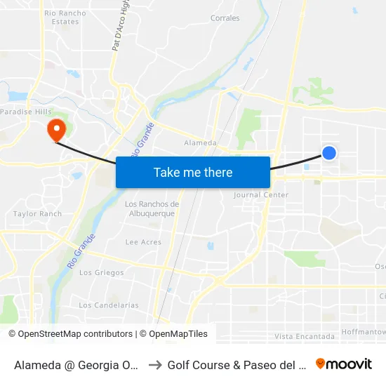 Alameda @ Georgia Okeefe to Golf Course & Paseo del Norte map