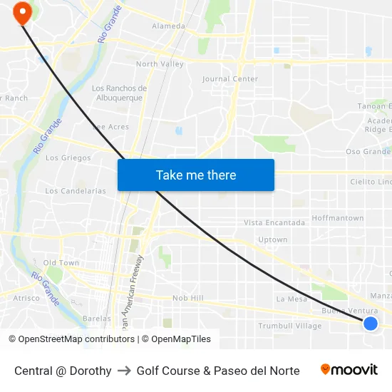 Central @ Dorothy to Golf Course & Paseo del Norte map
