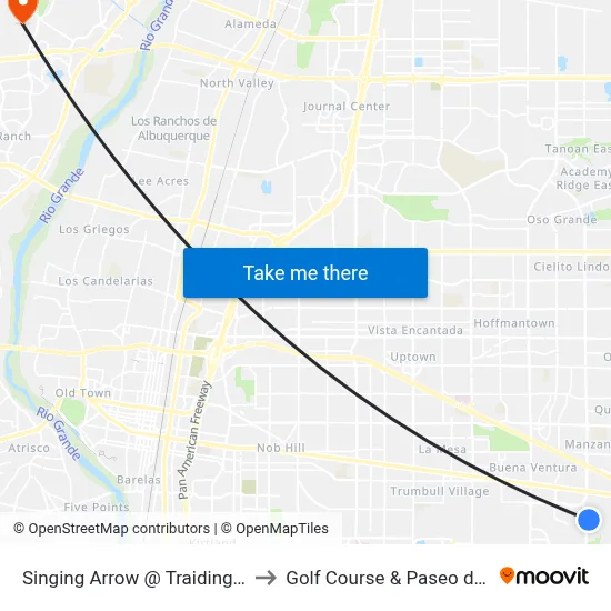 Singing Arrow @ Traiding Post Tr. to Golf Course & Paseo del Norte map