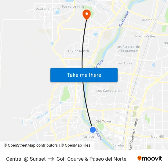 Central @ Sunset to Golf Course & Paseo del Norte map