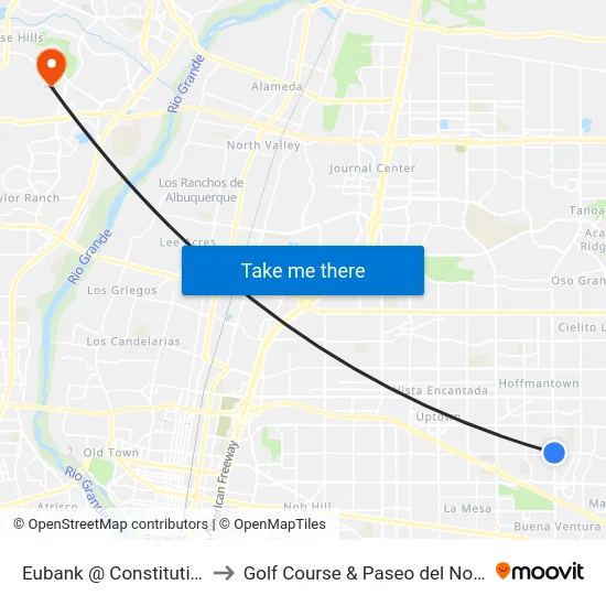 Eubank @ Constitution to Golf Course & Paseo del Norte map