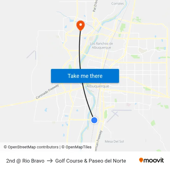 2nd @ Rio Bravo to Golf Course & Paseo del Norte map