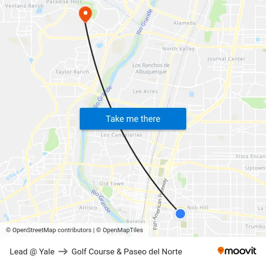 Lead @ Yale to Golf Course & Paseo del Norte map