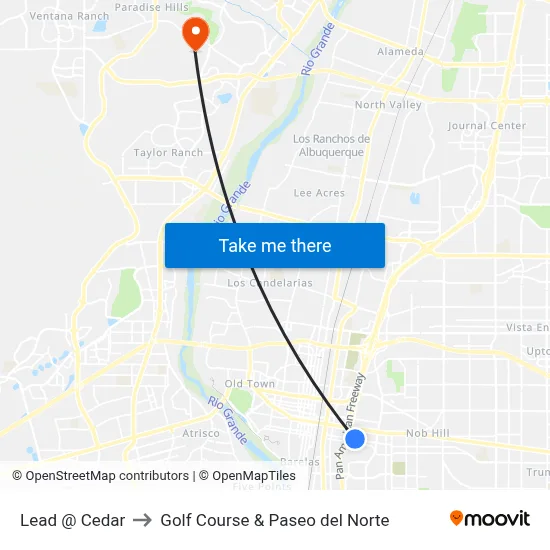 Lead @ Cedar to Golf Course & Paseo del Norte map