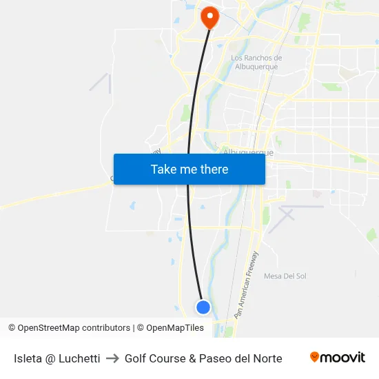 Isleta @ Luchetti to Golf Course & Paseo del Norte map