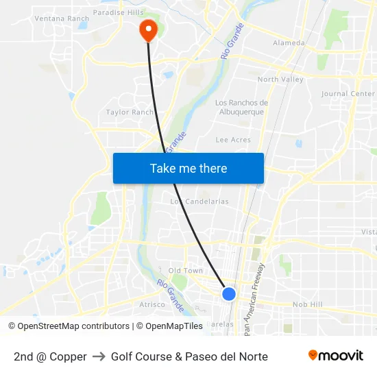 2nd @ Copper to Golf Course & Paseo del Norte map