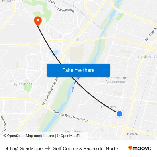 4th @ Guadalupe to Golf Course & Paseo del Norte map