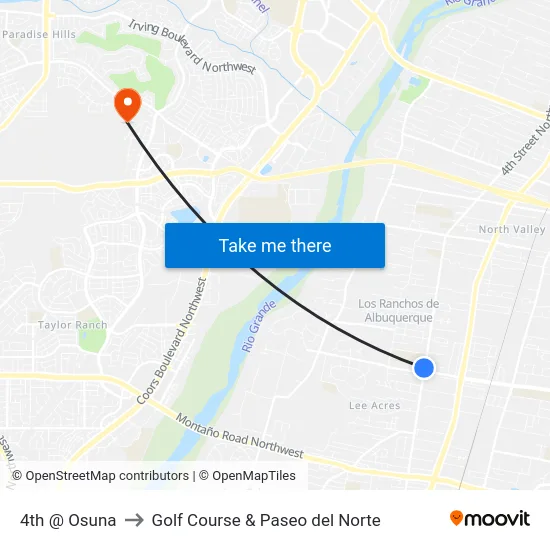 4th @ Osuna to Golf Course & Paseo del Norte map
