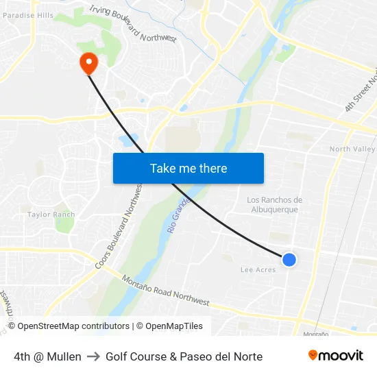 4th @ Mullen to Golf Course & Paseo del Norte map