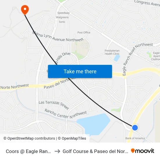 Coors @ Eagle Ranch to Golf Course & Paseo del Norte map
