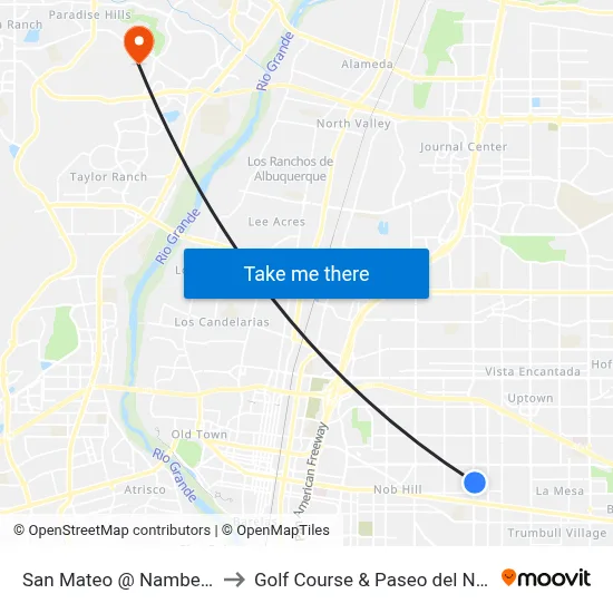 San Mateo @ Nambe Ct. to Golf Course & Paseo del Norte map