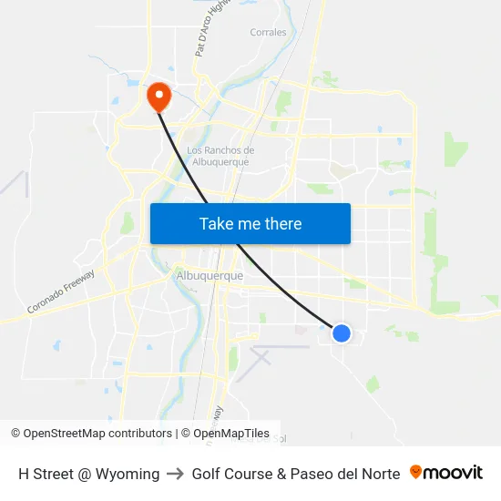 H Street @ Wyoming to Golf Course & Paseo del Norte map