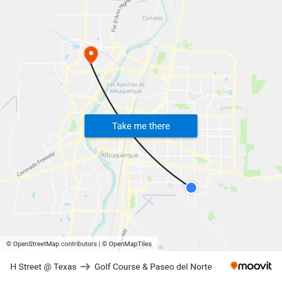 H Street @ Texas to Golf Course & Paseo del Norte map