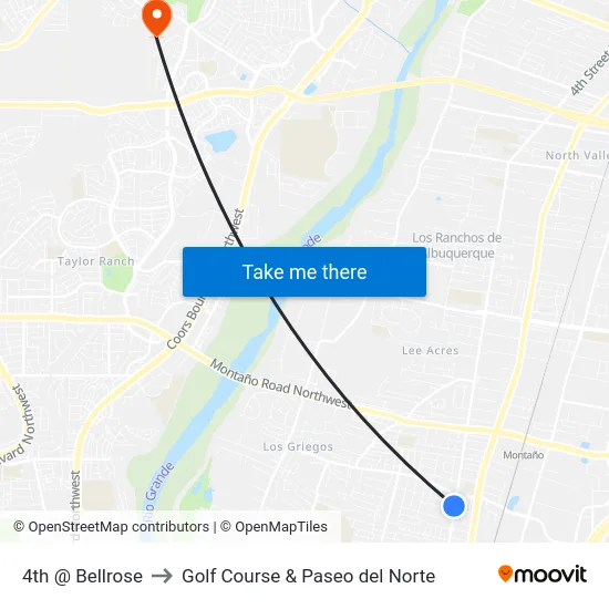 4th @ Bellrose to Golf Course & Paseo del Norte map