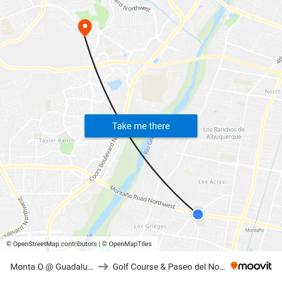 Monta O @ Guadalupe to Golf Course & Paseo del Norte map