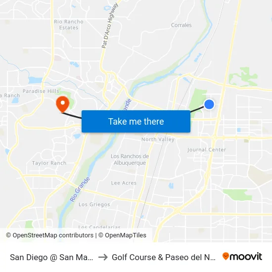 San Diego @ San Mateo to Golf Course & Paseo del Norte map