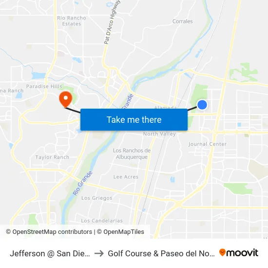 Jefferson @ San Diego to Golf Course & Paseo del Norte map