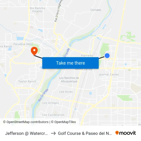 Jefferson @ Watercress to Golf Course & Paseo del Norte map