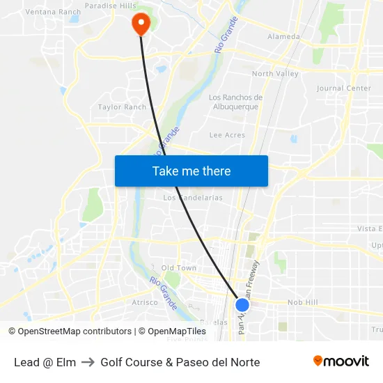 Lead @ Elm to Golf Course & Paseo del Norte map