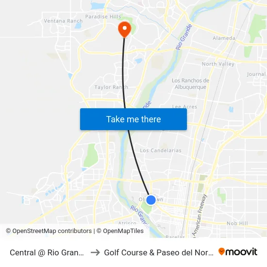 Central @ Rio Grande to Golf Course & Paseo del Norte map
